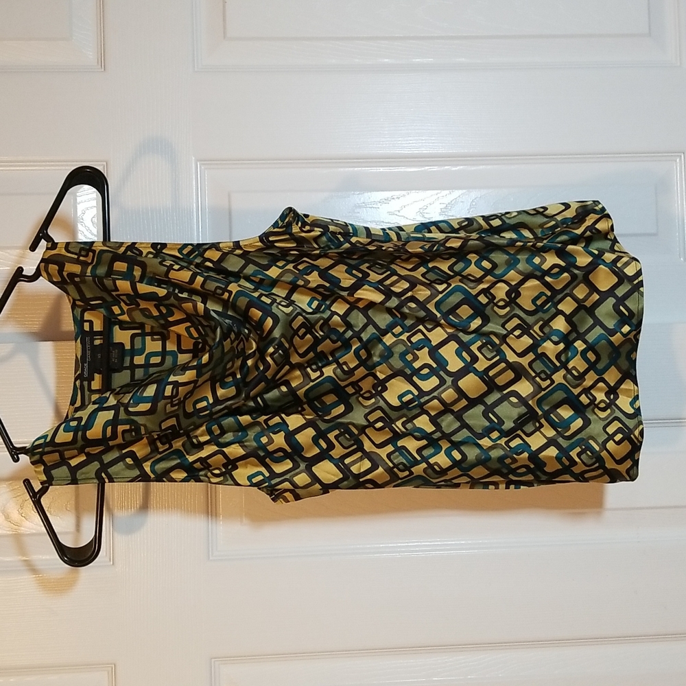 Grace Dane Lewis Cowl Neck Silk Geometric Sleeveless Shell - 10
